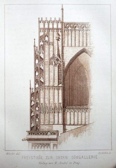 Illustrazione dal libro Der Dom zu Prag del 1858, che mostra la galleria della cattedrale di San Vito da Karl Wurbs